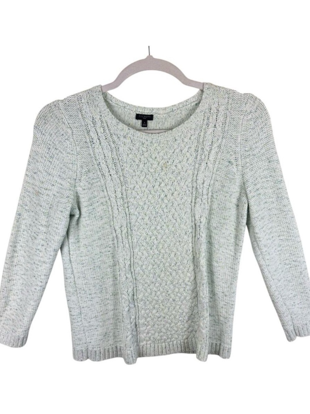 Talbots 100% Cotton Cream Speckled Long Sleeve Chunky Knit Sweater Plus Size 0X